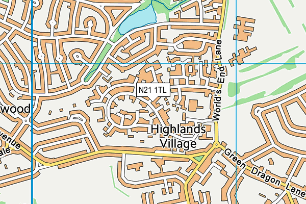 N21 1TL map - OS VectorMap District (Ordnance Survey)