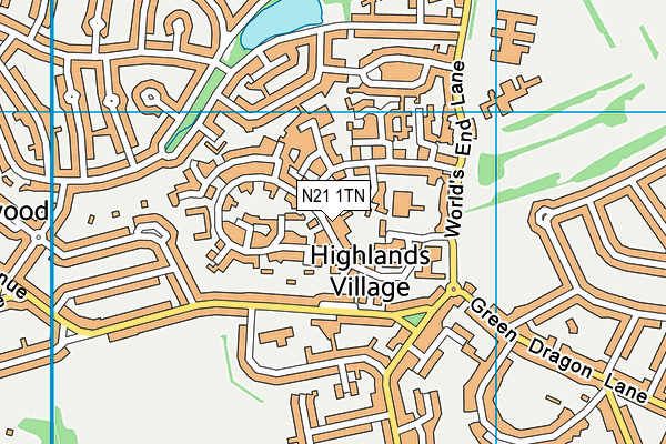 N21 1TN map - OS VectorMap District (Ordnance Survey)