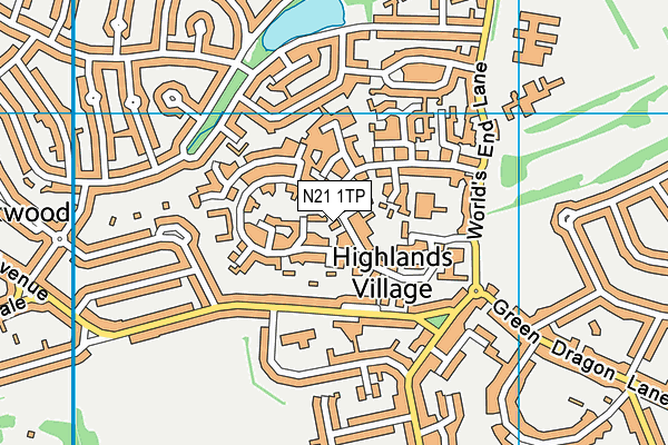 N21 1TP map - OS VectorMap District (Ordnance Survey)