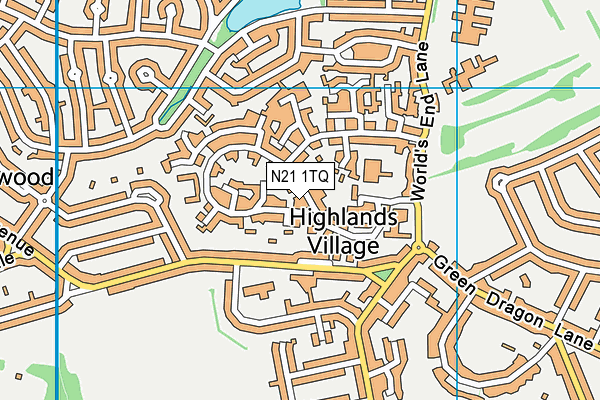 N21 1TQ map - OS VectorMap District (Ordnance Survey)