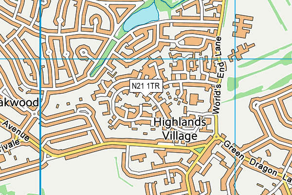 N21 1TR map - OS VectorMap District (Ordnance Survey)