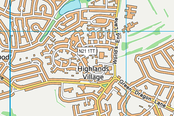 N21 1TT map - OS VectorMap District (Ordnance Survey)