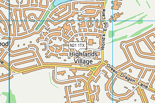 N21 1TX map - OS VectorMap District (Ordnance Survey)