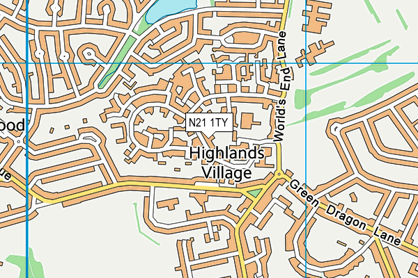 N21 1TY map - OS VectorMap District (Ordnance Survey)