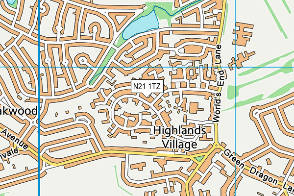 N21 1TZ map - OS VectorMap District (Ordnance Survey)