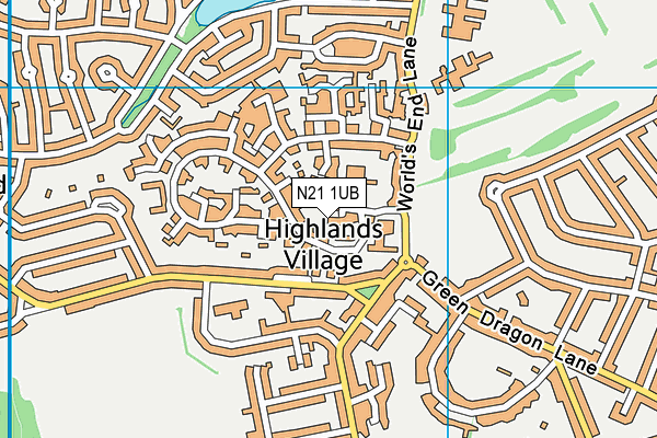 N21 1UB map - OS VectorMap District (Ordnance Survey)