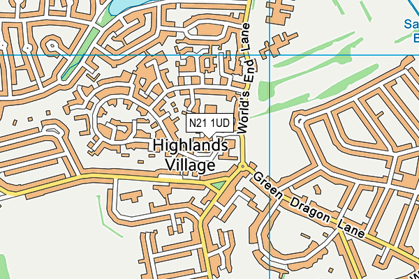 N21 1UD map - OS VectorMap District (Ordnance Survey)
