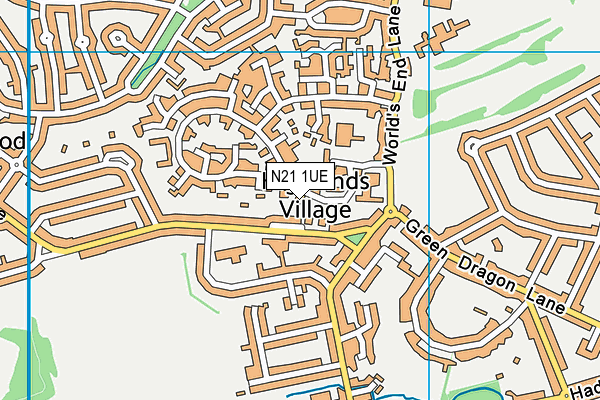 N21 1UE map - OS VectorMap District (Ordnance Survey)