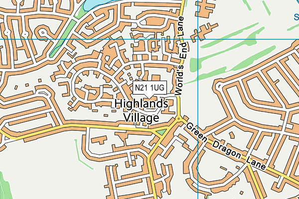 N21 1UG map - OS VectorMap District (Ordnance Survey)
