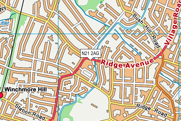 N21 2AG map - OS VectorMap District (Ordnance Survey)