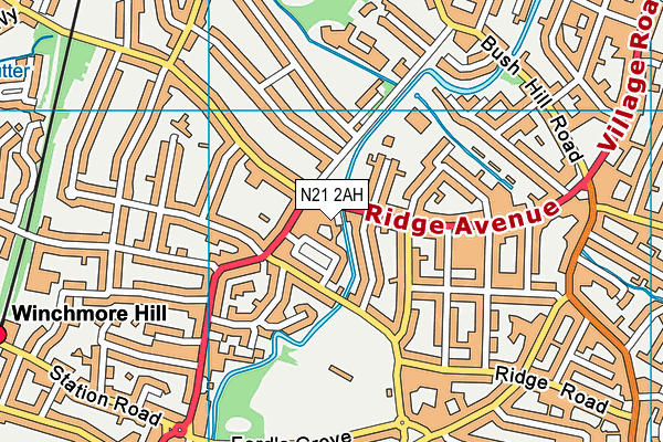 N21 2AH map - OS VectorMap District (Ordnance Survey)