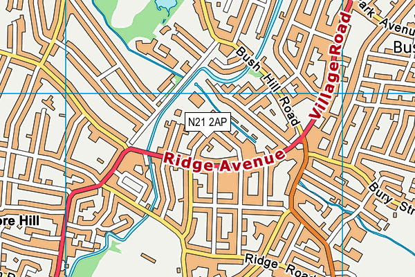 N21 2AP map - OS VectorMap District (Ordnance Survey)