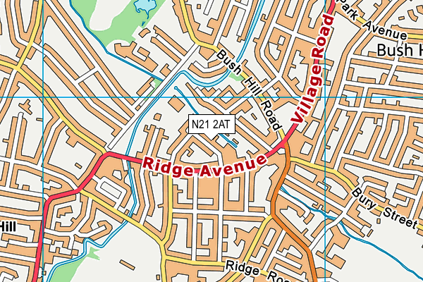 N21 2AT map - OS VectorMap District (Ordnance Survey)