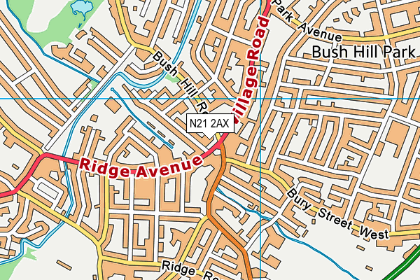 N21 2AX map - OS VectorMap District (Ordnance Survey)