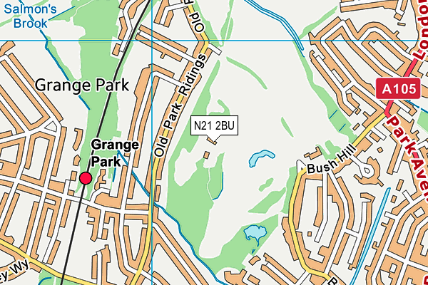 Bush Hill Park Golf Club map (N21 2BU) - OS VectorMap District (Ordnance Survey)