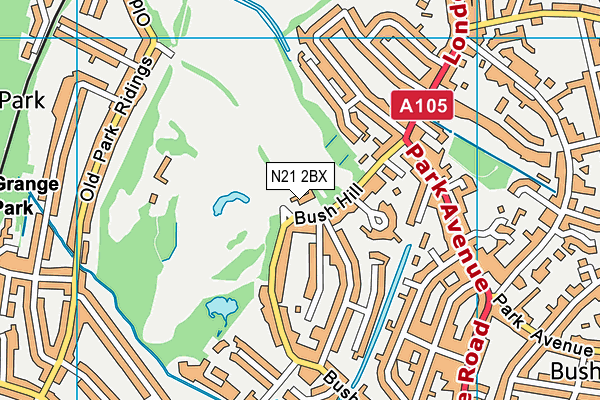 N21 2BX map - OS VectorMap District (Ordnance Survey)