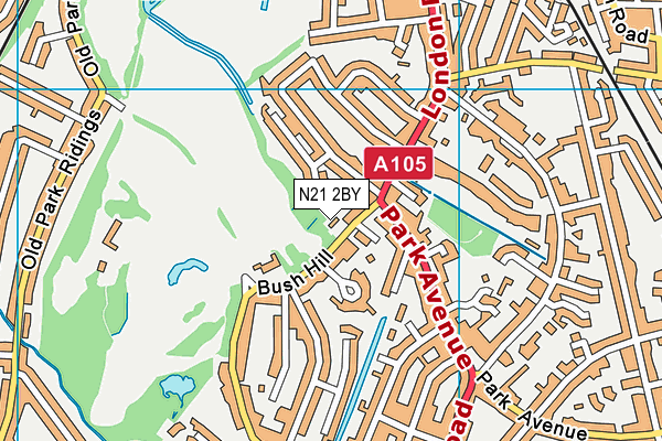 N21 2BY map - OS VectorMap District (Ordnance Survey)