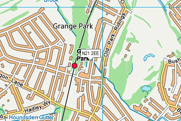 N21 2EE map - OS VectorMap District (Ordnance Survey)