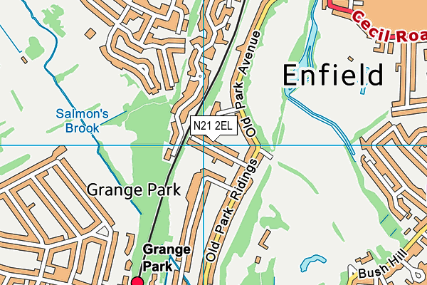 N21 2EL map - OS VectorMap District (Ordnance Survey)
