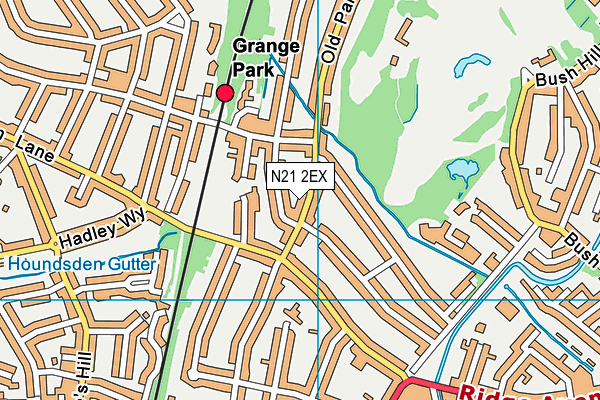 N21 2EX map - OS VectorMap District (Ordnance Survey)