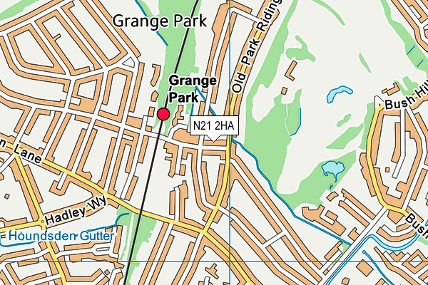 N21 2HA map - OS VectorMap District (Ordnance Survey)