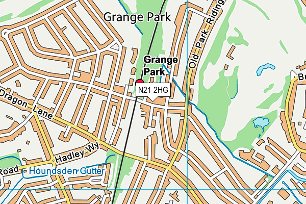 N21 2HG map - OS VectorMap District (Ordnance Survey)