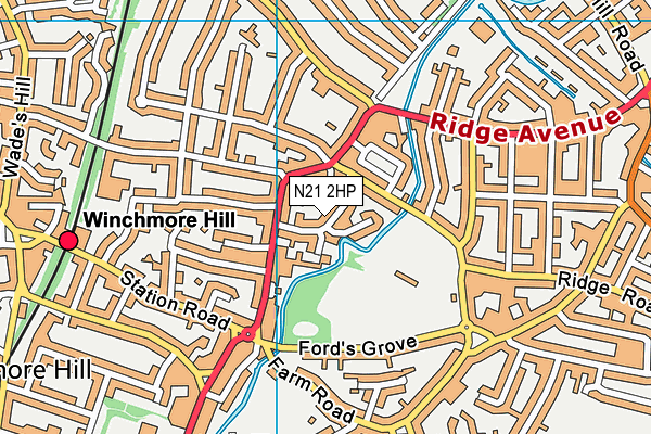 N21 2HP map - OS VectorMap District (Ordnance Survey)