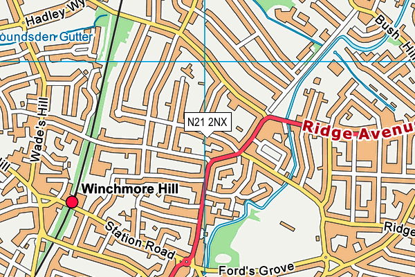 N21 2NX map - OS VectorMap District (Ordnance Survey)