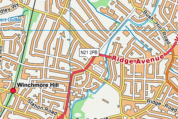 N21 2PB map - OS VectorMap District (Ordnance Survey)