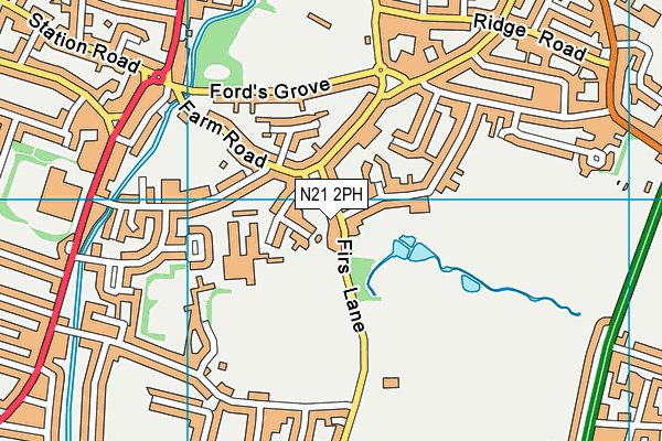 N21 2PH map - OS VectorMap District (Ordnance Survey)