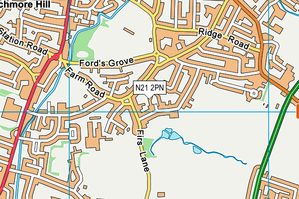 N21 2PN map - OS VectorMap District (Ordnance Survey)