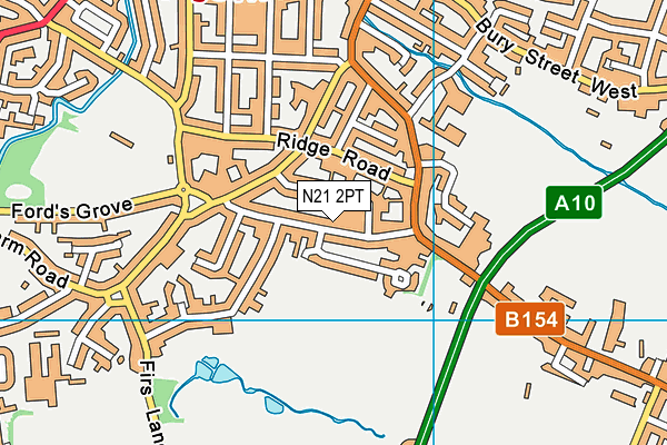 N21 2PT map - OS VectorMap District (Ordnance Survey)