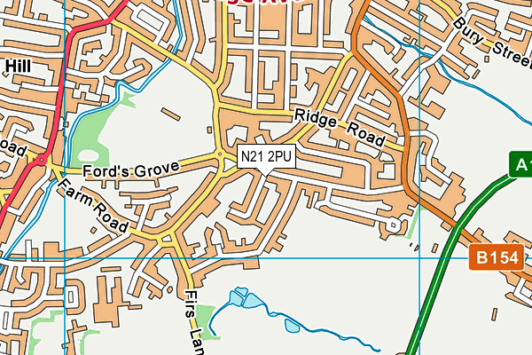 N21 2PU map - OS VectorMap District (Ordnance Survey)
