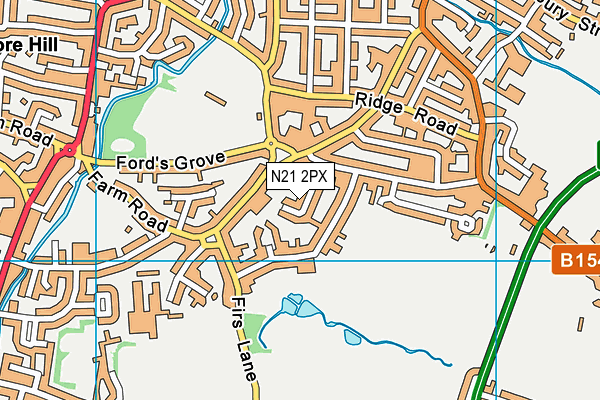 N21 2PX map - OS VectorMap District (Ordnance Survey)