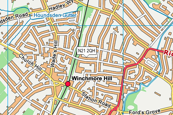 N21 2QH map - OS VectorMap District (Ordnance Survey)