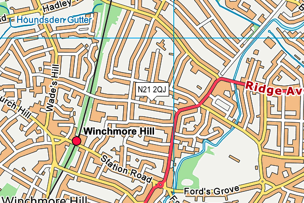 N21 2QJ map - OS VectorMap District (Ordnance Survey)