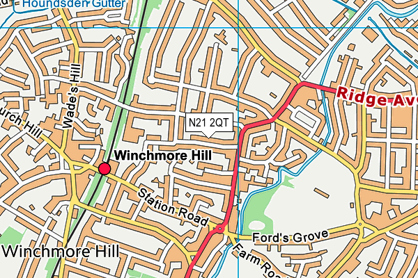 N21 2QT map - OS VectorMap District (Ordnance Survey)