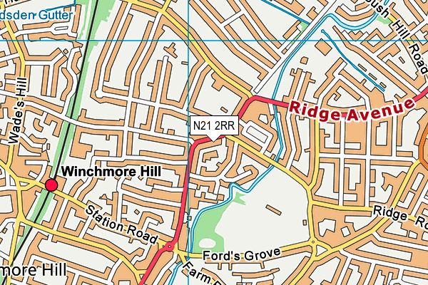 N21 2RR map - OS VectorMap District (Ordnance Survey)