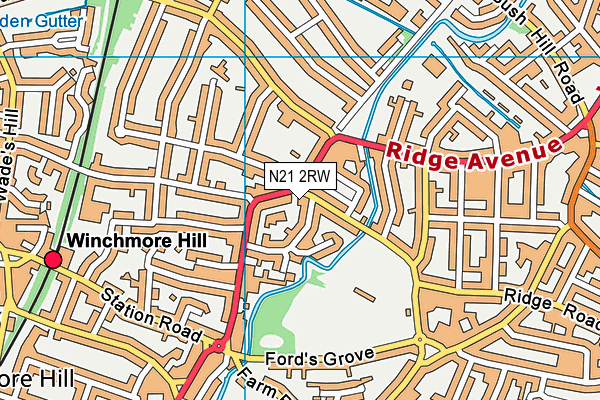N21 2RW map - OS VectorMap District (Ordnance Survey)