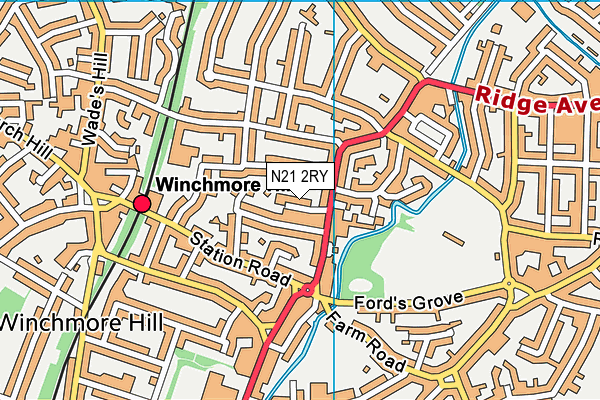 N21 2RY map - OS VectorMap District (Ordnance Survey)