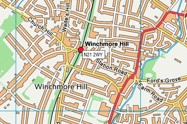 N21 2WY map - OS VectorMap District (Ordnance Survey)