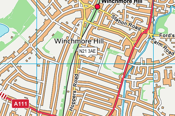 N21 3AE map - OS VectorMap District (Ordnance Survey)