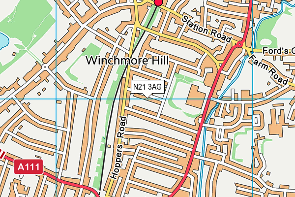 N21 3AG map - OS VectorMap District (Ordnance Survey)