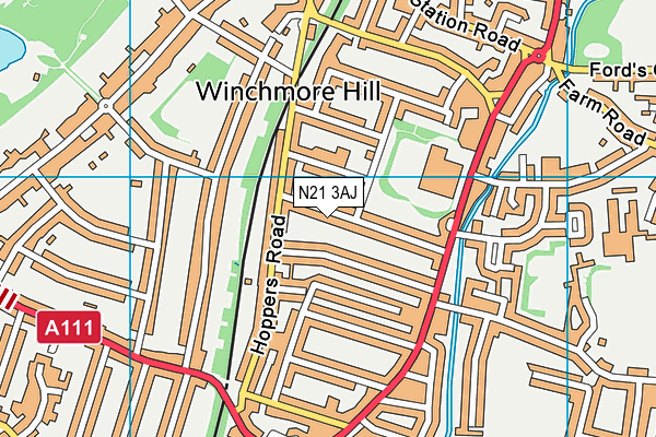 N21 3AJ map - OS VectorMap District (Ordnance Survey)