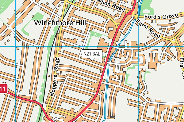 N21 3AL map - OS VectorMap District (Ordnance Survey)