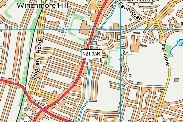 N21 3AR map - OS VectorMap District (Ordnance Survey)