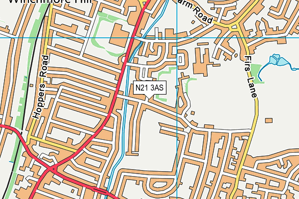 N21 3AS map - OS VectorMap District (Ordnance Survey)