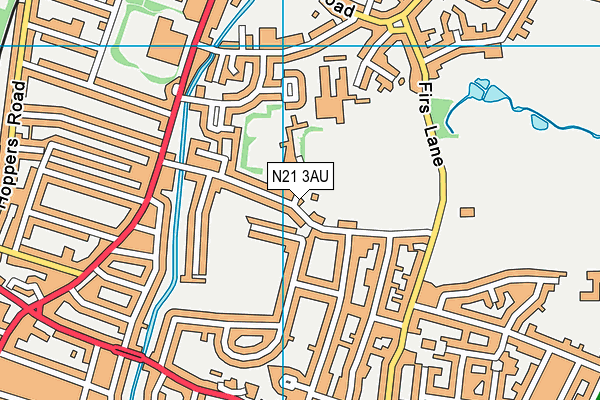 N21 3AU map - OS VectorMap District (Ordnance Survey)