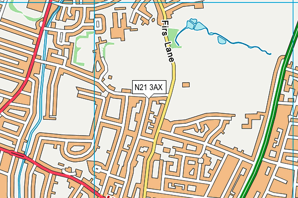 N21 3AX map - OS VectorMap District (Ordnance Survey)