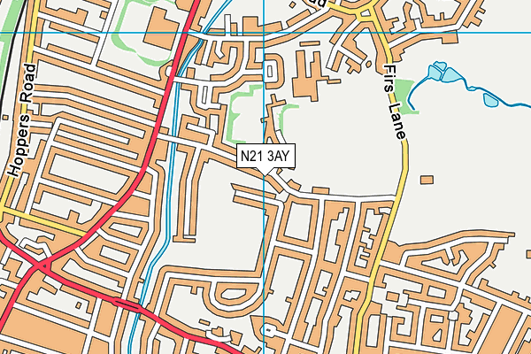 N21 3AY map - OS VectorMap District (Ordnance Survey)